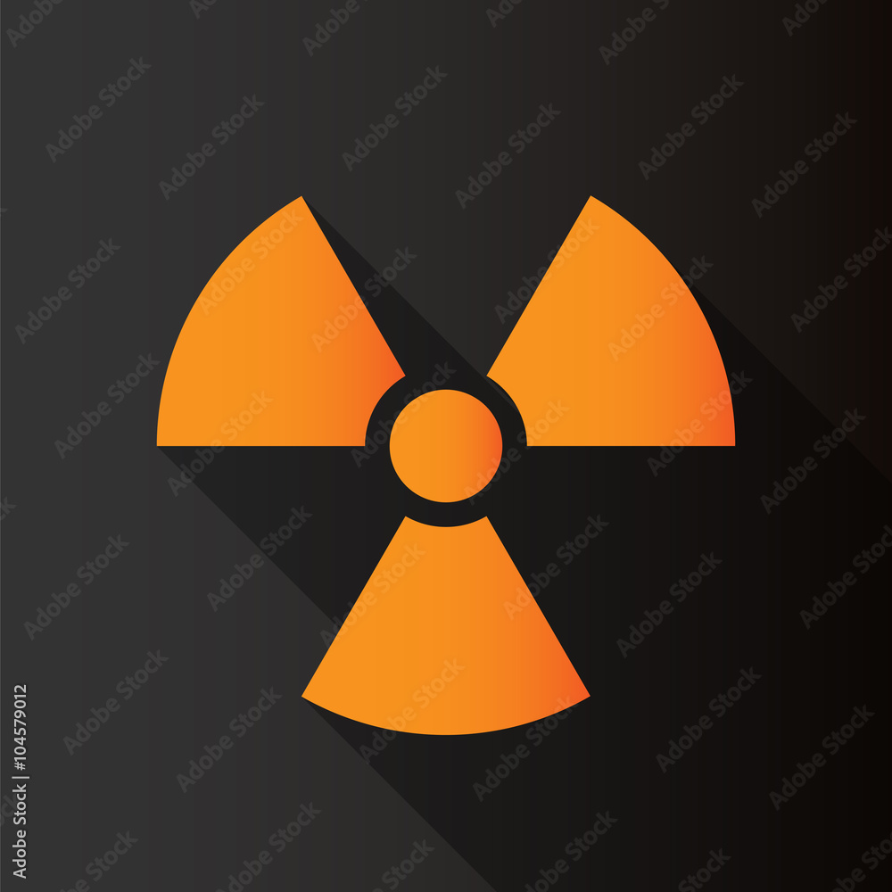 Radioactive symbol on black background with long shadow. Design element. Vector illustration,eps 10. Radioactive symbol on black background with long shadow. Design element. Vector illustration,eps 10.