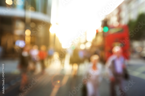 people in bokeh, street of London