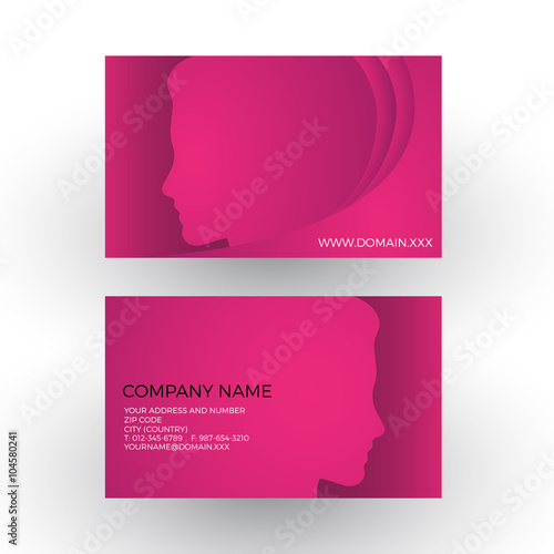 Vector abstract female head. Spa and hairdress business card
