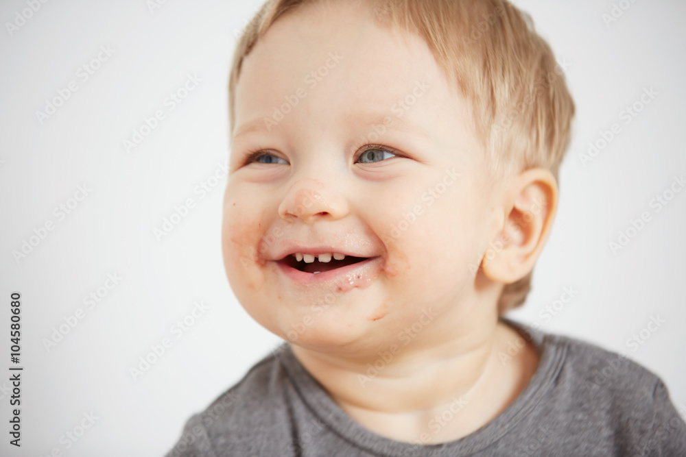 Child. Close up portrait of funny little boy. Trendy children of the world. Kids emotion