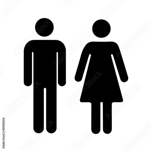 Men and women silhouette, black simple icons on white