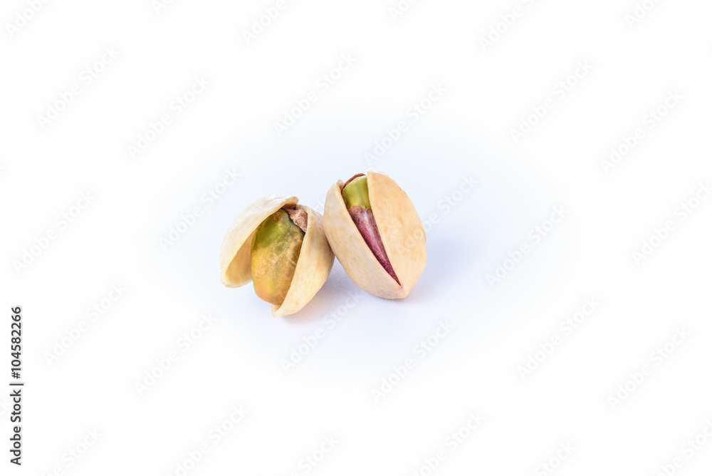 Pistachio nuts. Isolated on a white background.