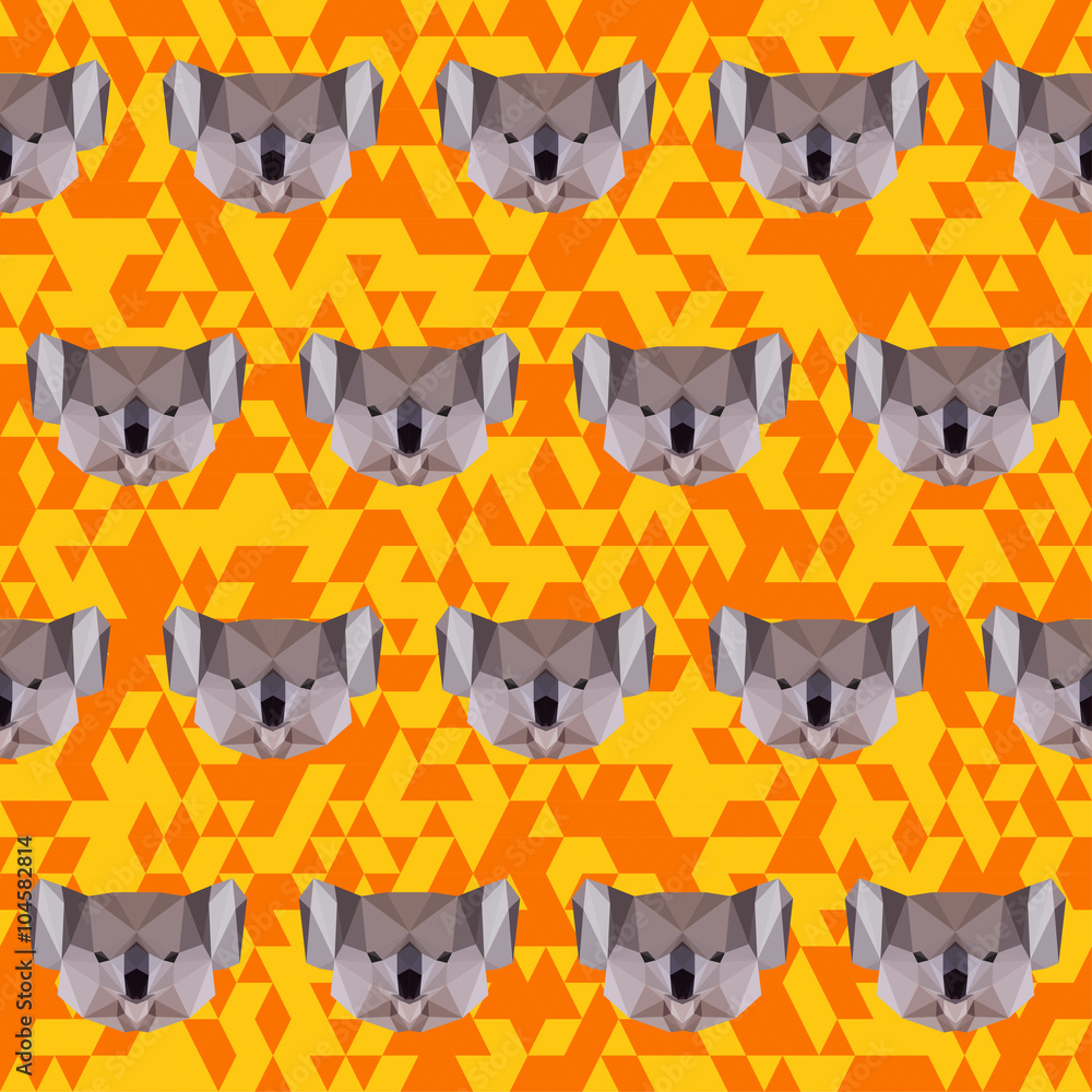 Fototapeta premium Polygonal koala seamless pattern
