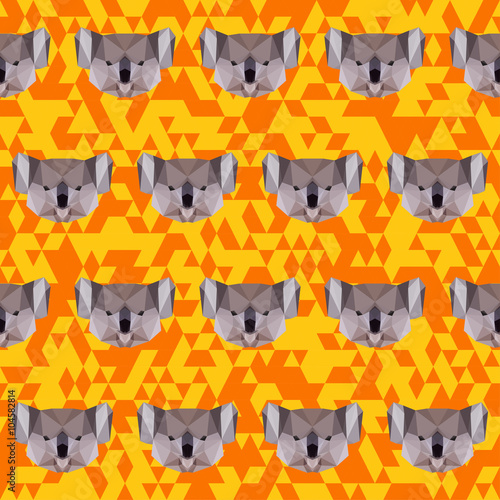 Polygonal koala seamless pattern
