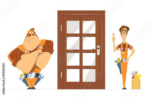 Door installation repair unlock service. Two man locksmith.