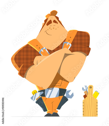 Big strong man repairman locksmith handyman worker serviceman or