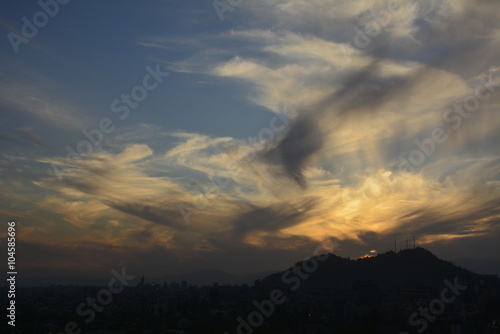 Amazing sunset at mount Andes in Santiago, Chile