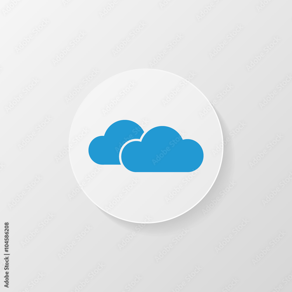 Vector icon - blue cloud in a white circle Vector icon - blue cloud in a white circle