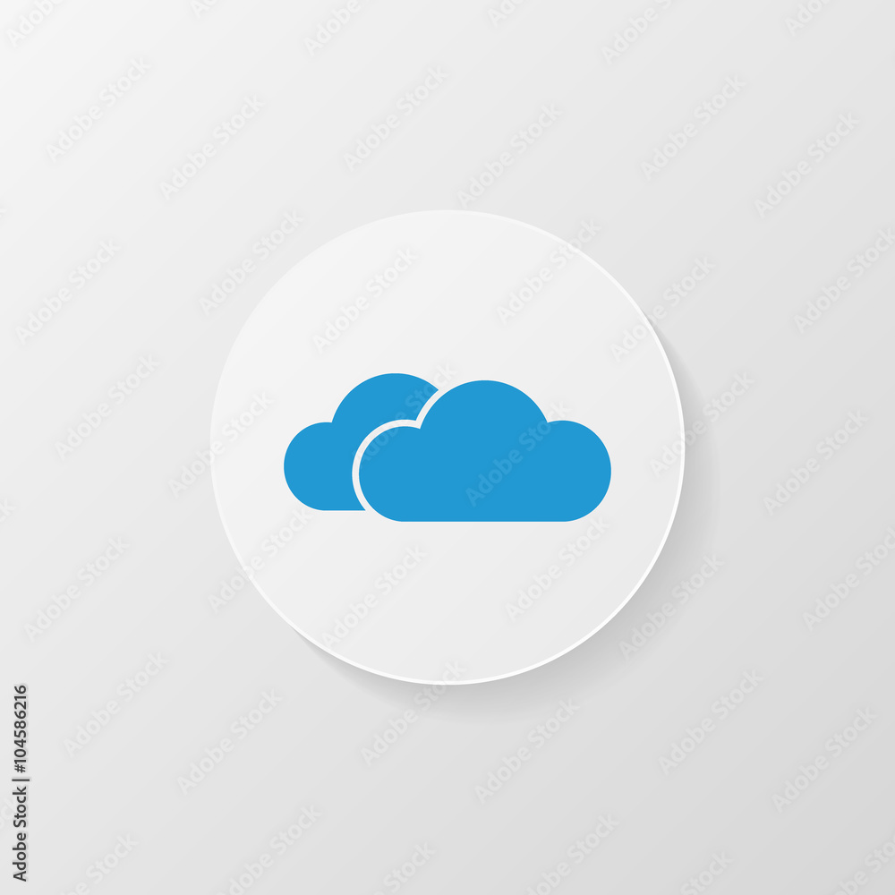 Vector icon - blue cloud in a white circle Vector icon - blue cloud in a white circle