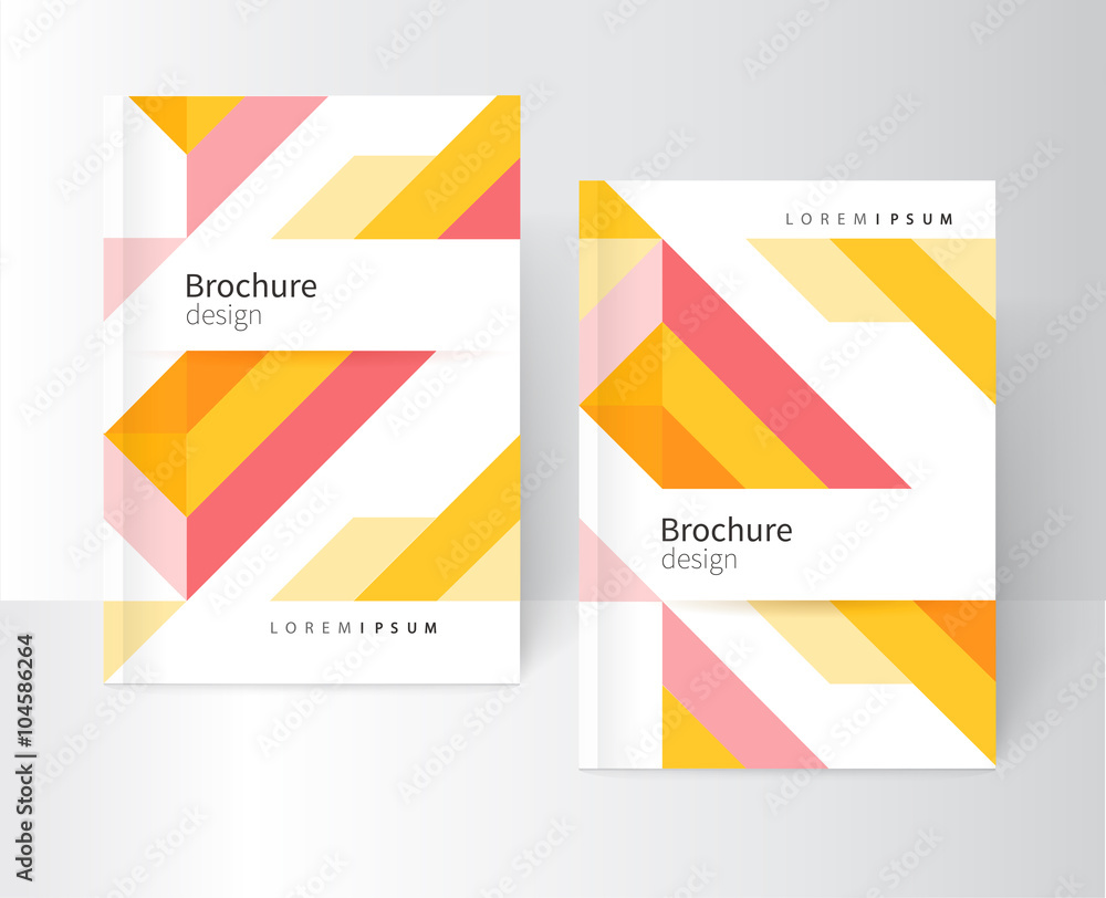 Brochure, leaflet, flyer, cover template. Abstract background yellow and pink diagonal lines. Pastel color stock-vector EPS 10