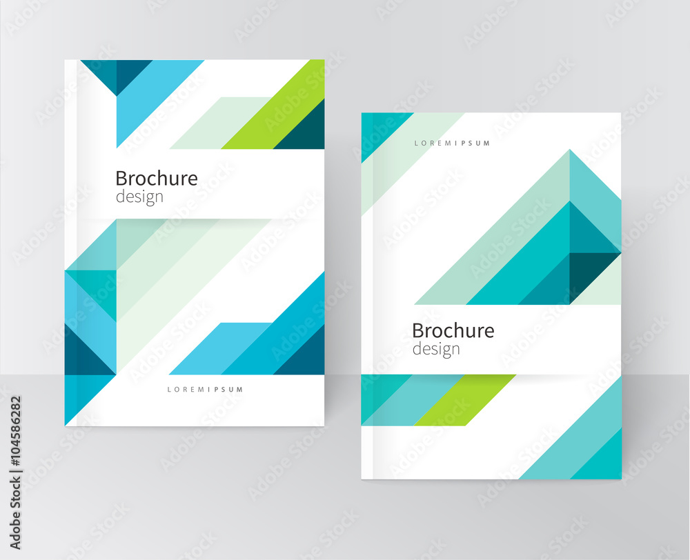 Naklejka premium Brochure, leaflet, flyer, cover template. Abstract background blue and green diagonal lines. stock-vector EPS 10