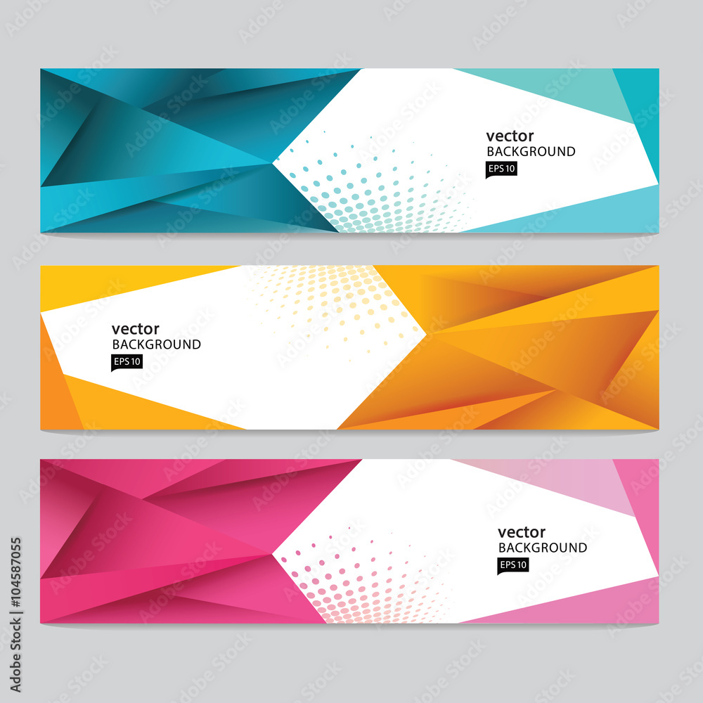 Abstract banner header set Abstract colorful geometric polygonal background  stock-vector 10 eps