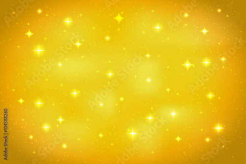 Golden abstract background with glittering stars. Vector design