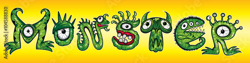 green mutant cartoon character monsters vector illustrations