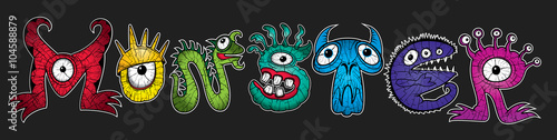 colored mutant cartoon character monsters vector illustrations