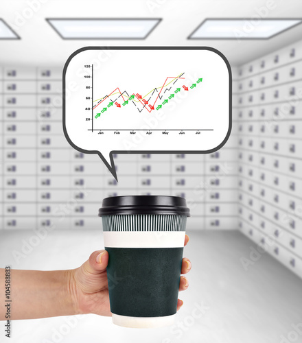 coffee cup with stock chart