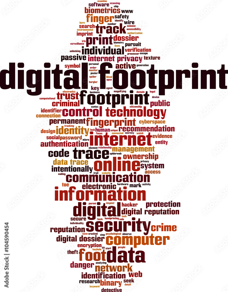 Digital footprint word cloud concept. Vector illustration