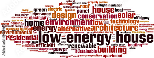 Low-energy house word cloud concept. Vector illustration
