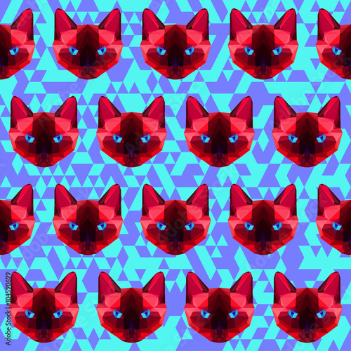 Abstract siamese cat seamless pattern background