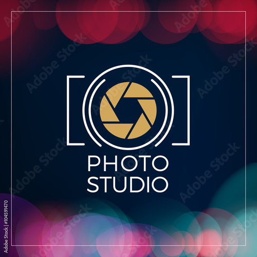Photography Logo Design Template. Photography Retro Golden Badge. Photo Studio