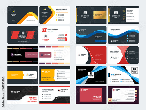 Set of Creative and Clean Corporate Business Card Print Templates. Flat Style Vector Illustration. Stationery Design