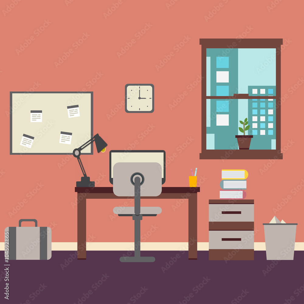 Stylish Business Working Office Room Background Desk City Window and vase File Cabinet Retro Cartoon Design
Stylish Business Working Office Room Background Desk City Window and vase File Cabinet Retro Cartoon Design