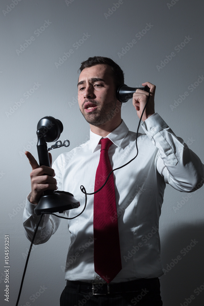 Naklejka premium Manager al telefono