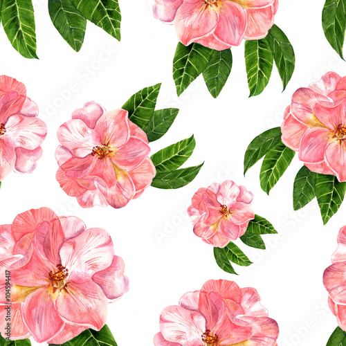 Wallpaper Mural Vintage style seamless background pattern with watercolor camellias Torontodigital.ca