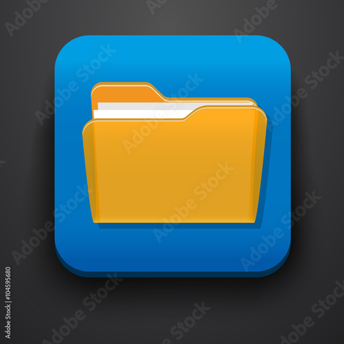 Open folder symbol icon on blue