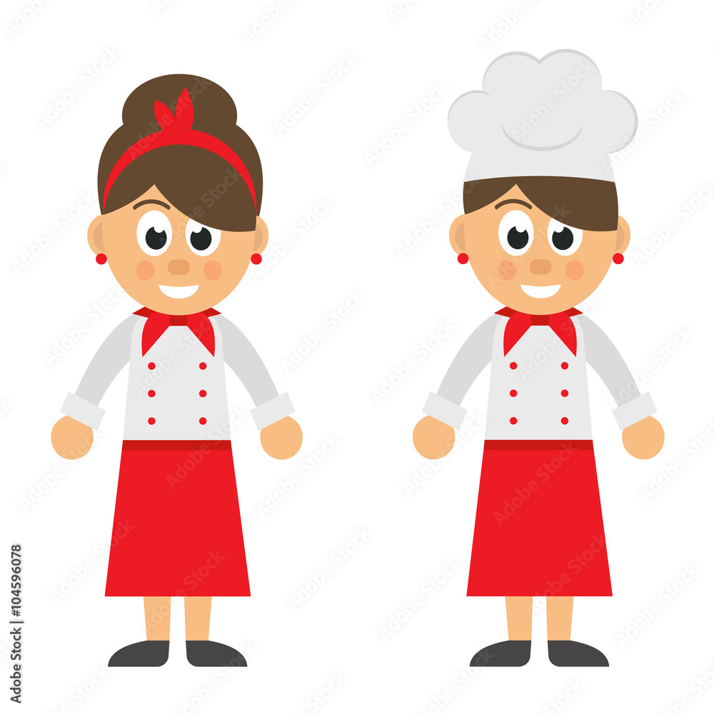 cartoon woman chef vector set
