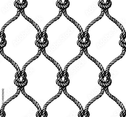 Rope seamless tied fishnet pattern