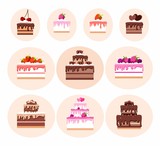Cakes, colored icons, vector images. 
