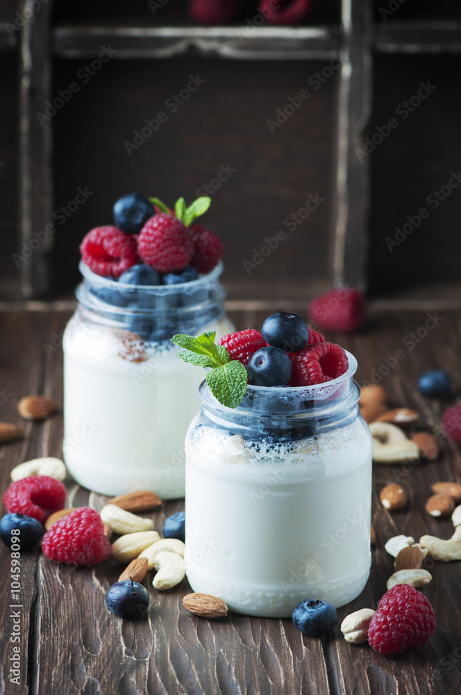Healthy yogurt with belly and nuts Healthy yogurt with belly and nuts