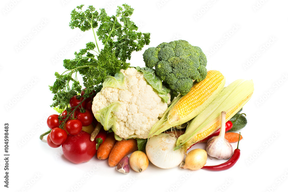 Vegetables isolated on a white. Vegetables isolated on a white.