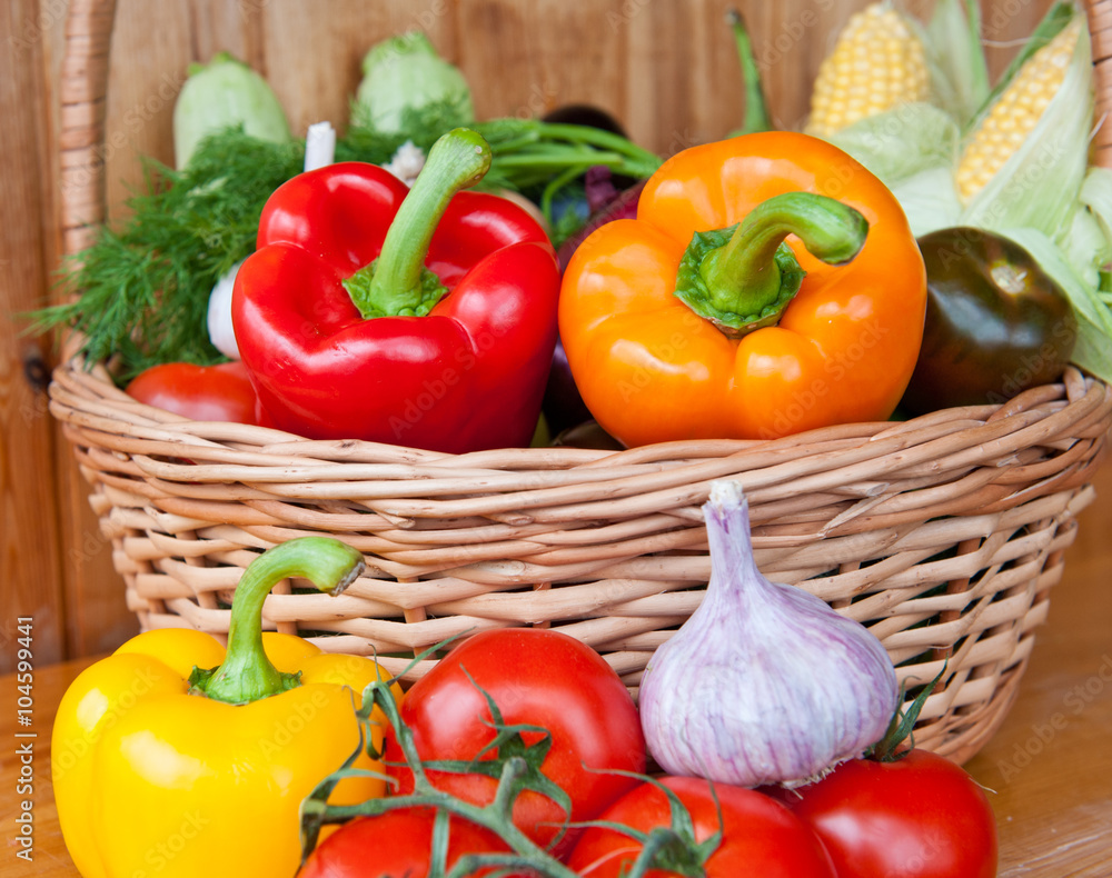 Fresh vegetables in a basket Fresh vegetables in a basket