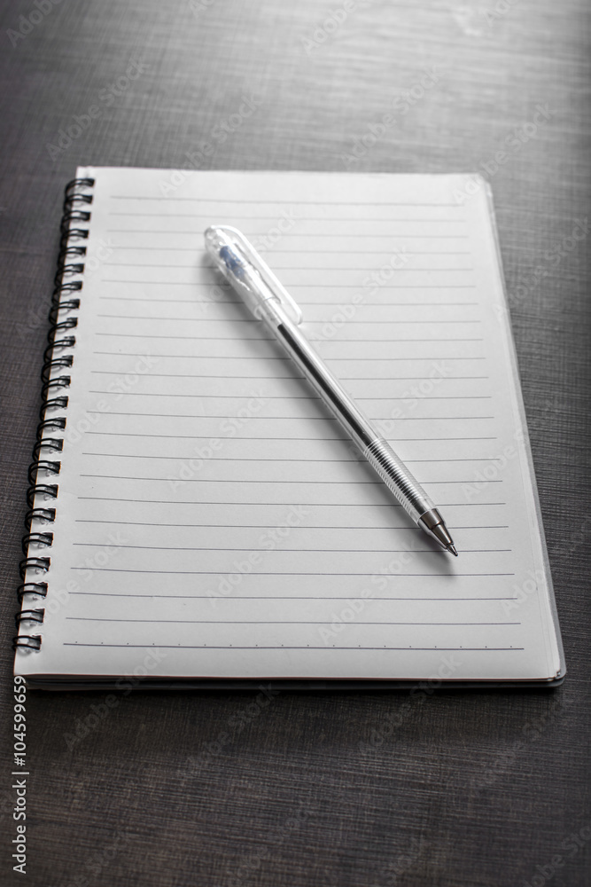 Notebook on desk Notebook on desk