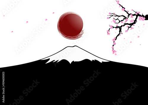 Sun will rise on the rock fujiyama