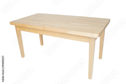 Wooden table on white background