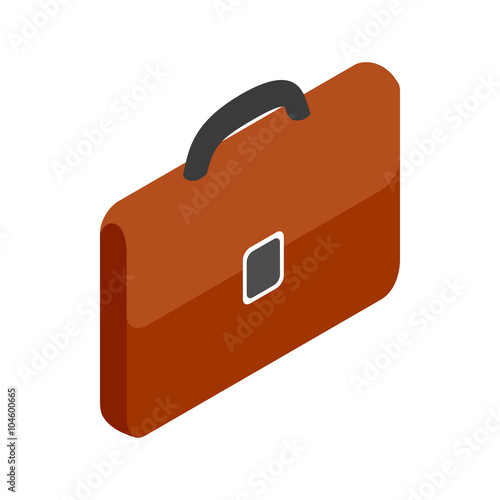 Brown business briefcase icon, isometric 3d style 