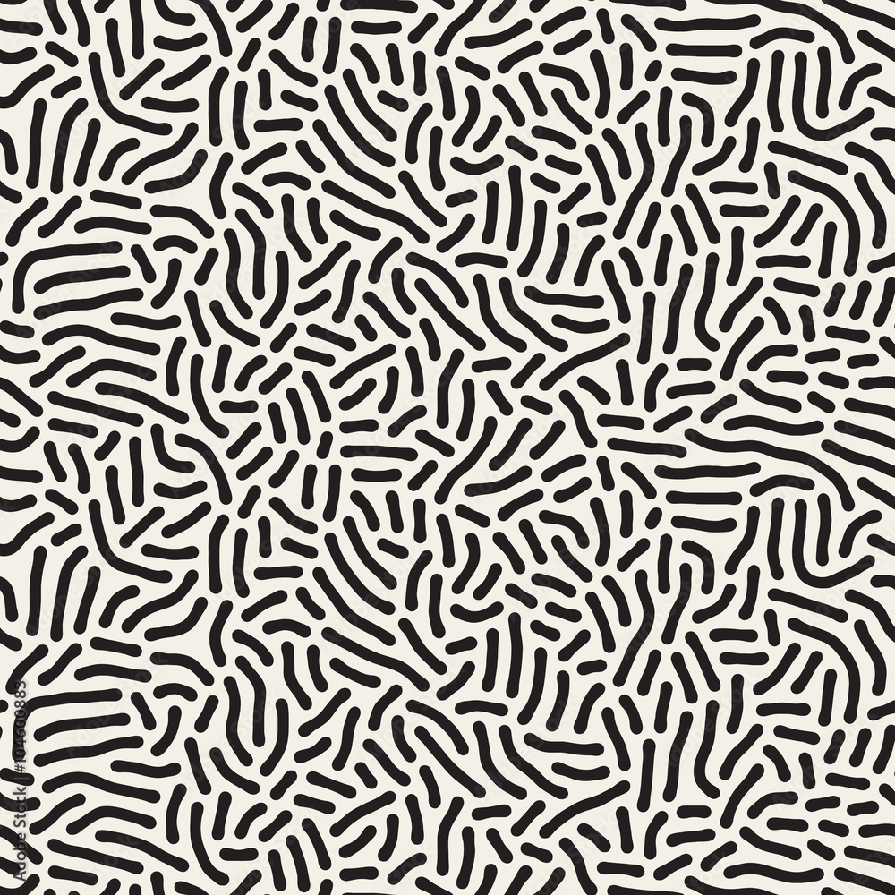 Vector Seamless Black and White Organic Rounded Jumble Lines Retro Pattern Vector Seamless Black and White Organic Rounded Jumble Lines Retro Pattern