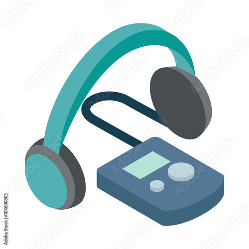 Audio guide icon, isometric 3d style 