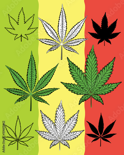 Marijuana sativa indica leaf symbol vector illustration