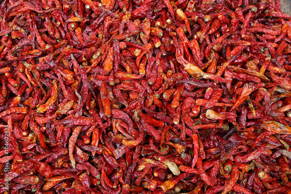 Heap of red chilly peppers