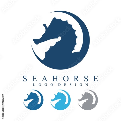 Head Seahorses Logo Vector