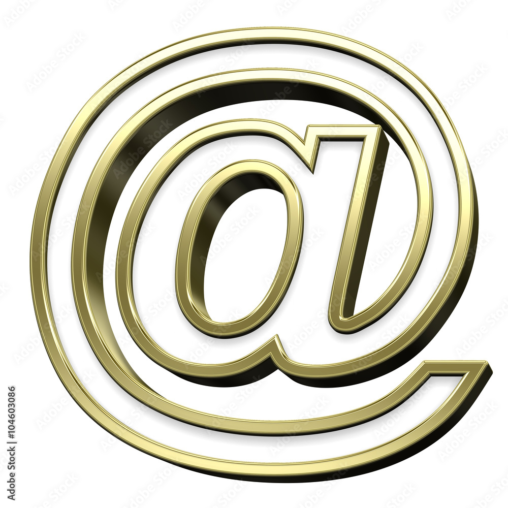 Mail sign from white with gold shiny frame alphabet set, isolated on white. Computer generated 3D photo rendering. Mail sign from white with gold shiny frame alphabet set, isolated on white. Computer generated 3D photo rendering.