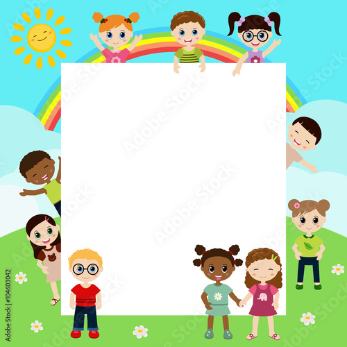 Wallpaper Mural Group of happy children Torontodigital.ca