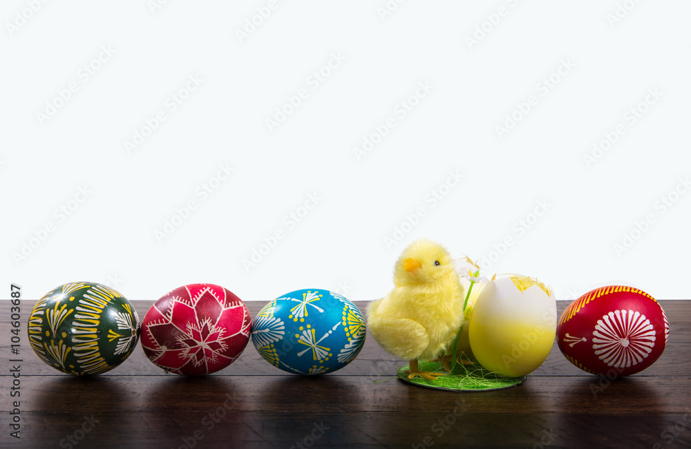 hand painted Easter eggs and chick hand painted Easter eggs and chick