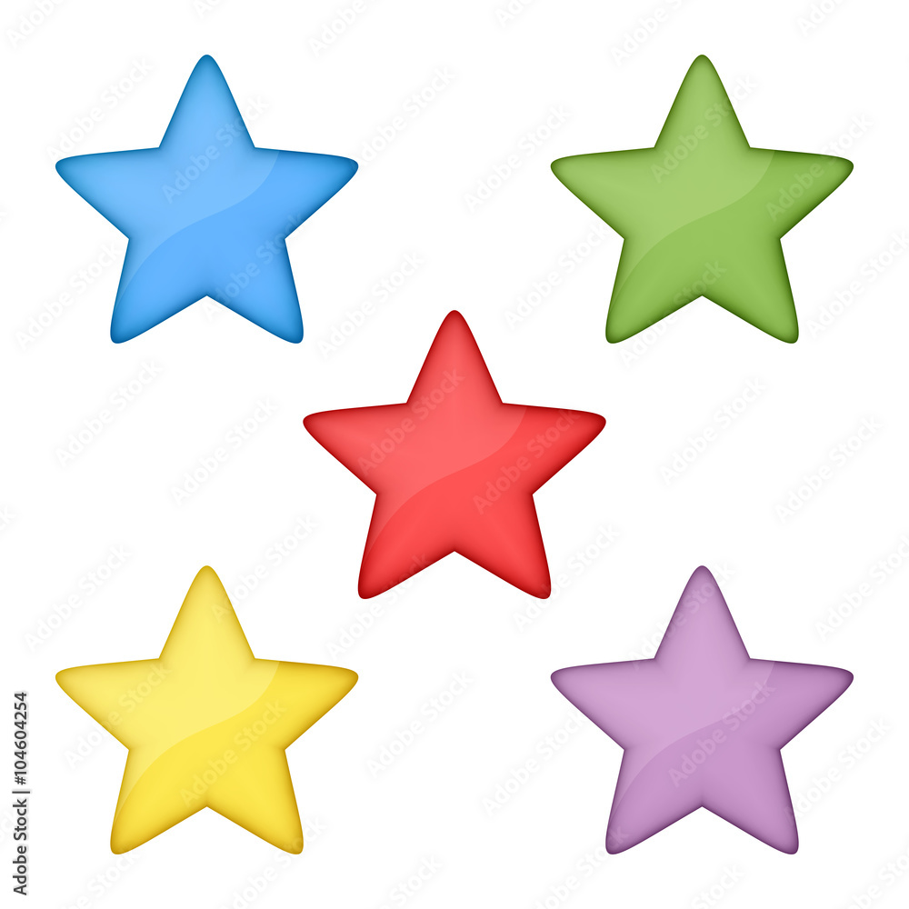 Fototapeta premium Volume multicolored stars. Set on a white background. 