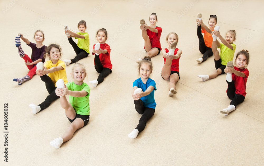 Happy active children in gym