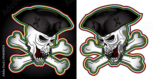 angry cartoon pirate skull vector illustration